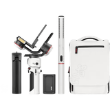 Ultra-Portable Design, White Color For Compact/Action Cameras & Smartphones One-Button Quick Release Camera System Mic, Backpack & Phone Clamp in Pro…